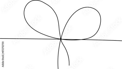 Simple line bows on ribbon. Bow on string, lines and corners decoration design. Bowknot for package or letter, planner diary decent vector dividers