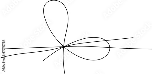 Simple line bows on ribbon. Bow on string, lines and corners decoration design. Bowknot for package or letter, planner diary decent vector dividers