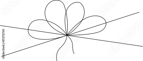 Simple line bows on ribbon. Bow on string, lines and corners decoration design. Bowknot for package or letter, planner diary decent vector dividers