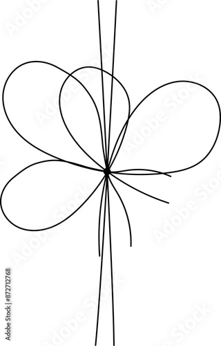 Simple line bows on ribbon. Bow on string, lines and corners decoration design. Bowknot for package or letter, planner diary decent vector dividers
