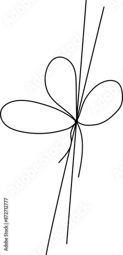 Simple line bows on ribbon. Bow on string, lines and corners decoration design. Bowknot for package or letter, planner diary decent vector dividers