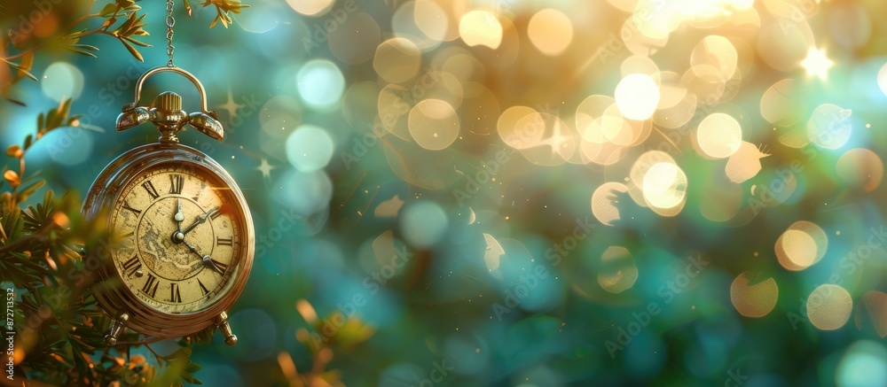 Motion graphic design enhances the deadline concept with a clock on an airy outdoor background featuring vibrant bokeh, providing ample space for text or images. Motion graphic design enhances the deadline concept with a clock on an airy outdoor background featuring vibrant bokeh, providing ample space for text or images.