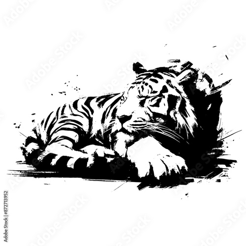 tiger illustration in brush stroke painting,