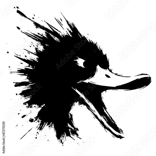 duck, goose in illustration in brush stroke painting,