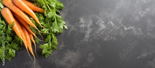 Top view of fresh carrots o...