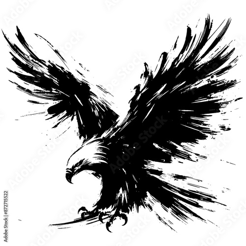 Eagle in illustration in brush stroke painting,