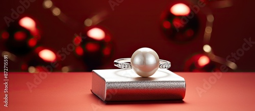 A white gold ring with a si...