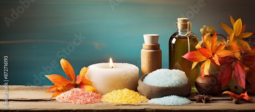 Autumn spa still life setti...