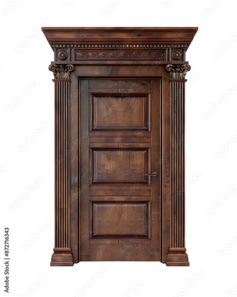 Classic framed ancient door isolated on transparent background Classic framed ancient door isolated on transparent background