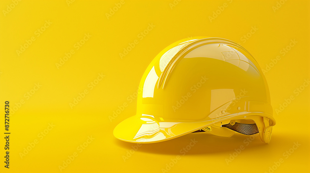 Fototapeta premium Yellow Construction Helmet on Yellow Background