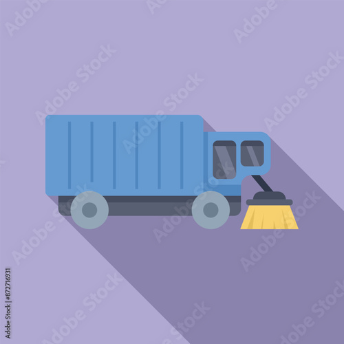 Street sweeper truck cleaning road maintaining hygiene in the city