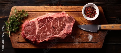 Marbled beef striploin stea...