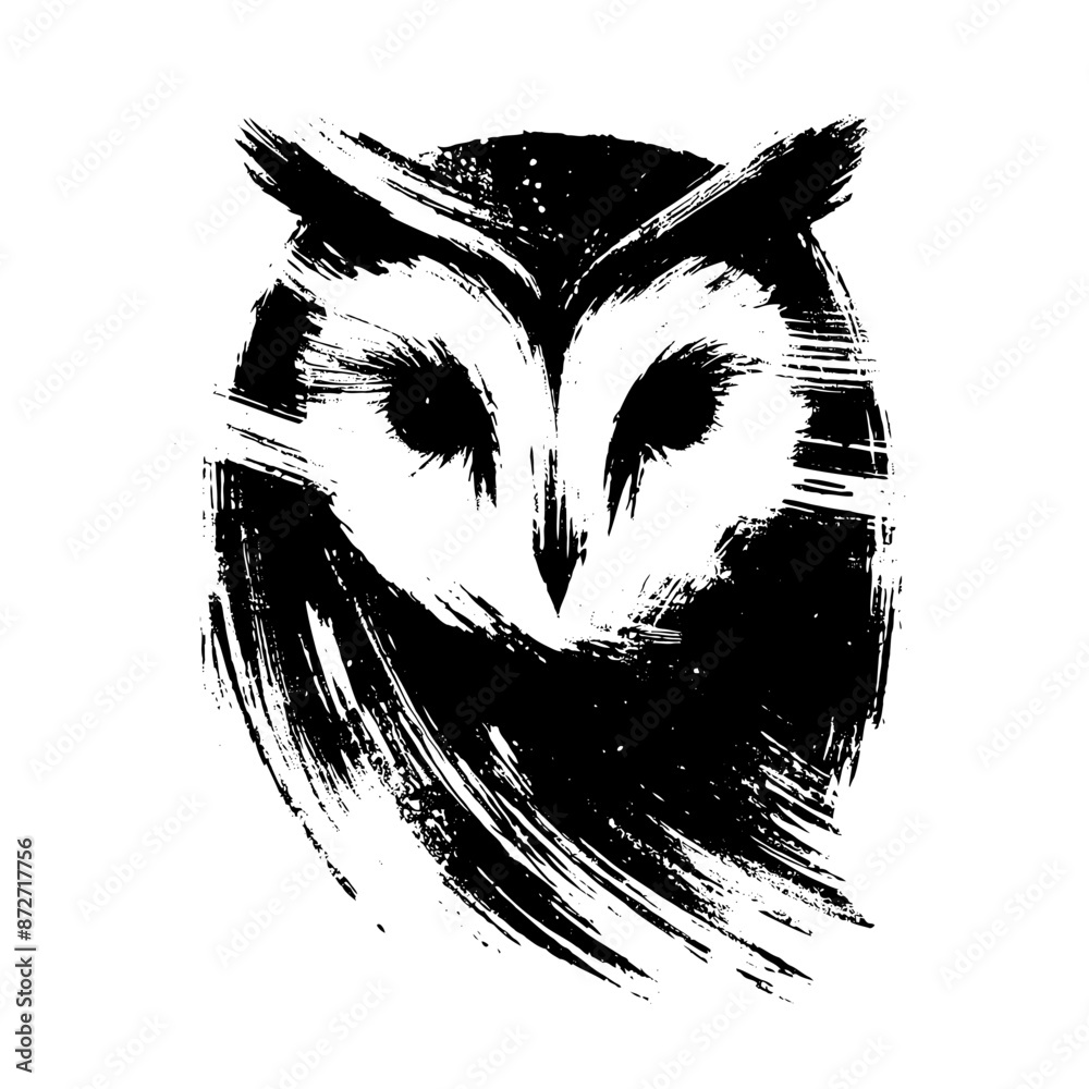 Obraz premium Owl in illustration in brush stroke painting,