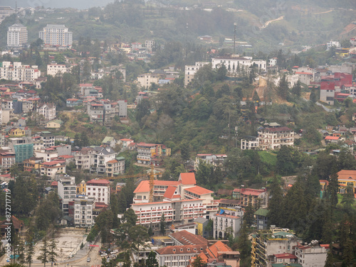 Park and Building in The City Center in Sapa photo