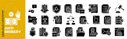 Anti-Bribery Icon Set For Design Elements, business, corruption, money, crime, bribery