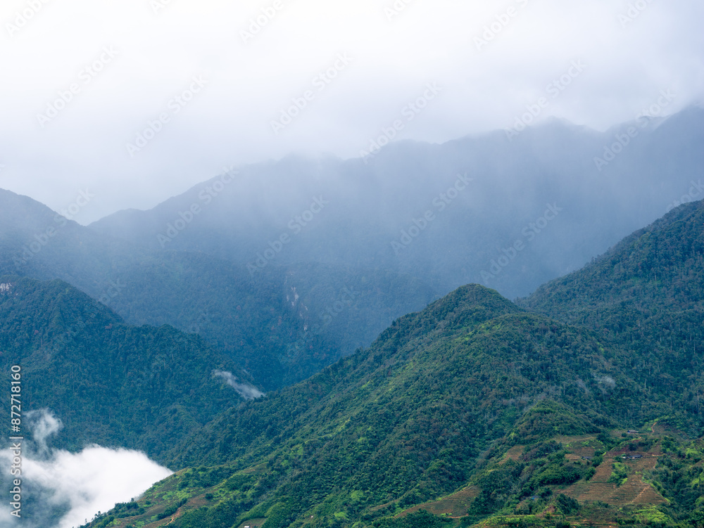 Rice Terraces on High Mountains in The Fog Covered Rice Terraces on High Mountains in The Fog Covered
