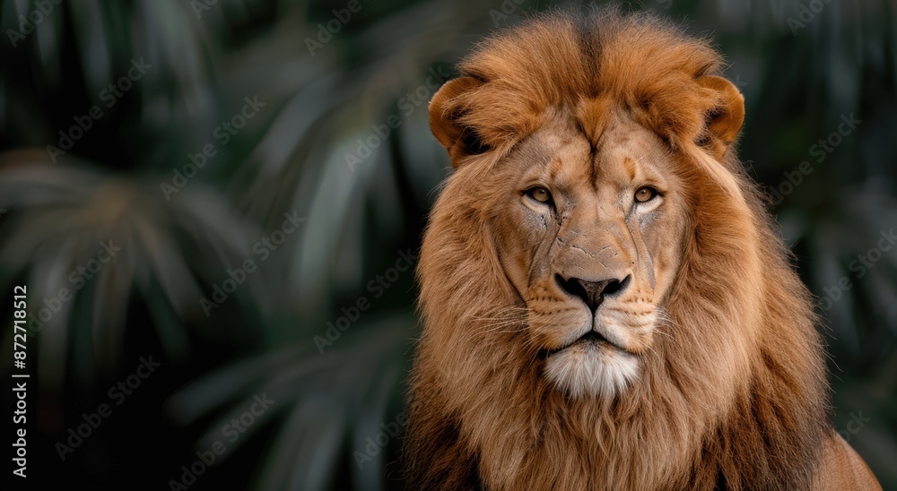 Majestic lion with piercing eyes in the wilderness Majestic lion with piercing eyes in the wilderness