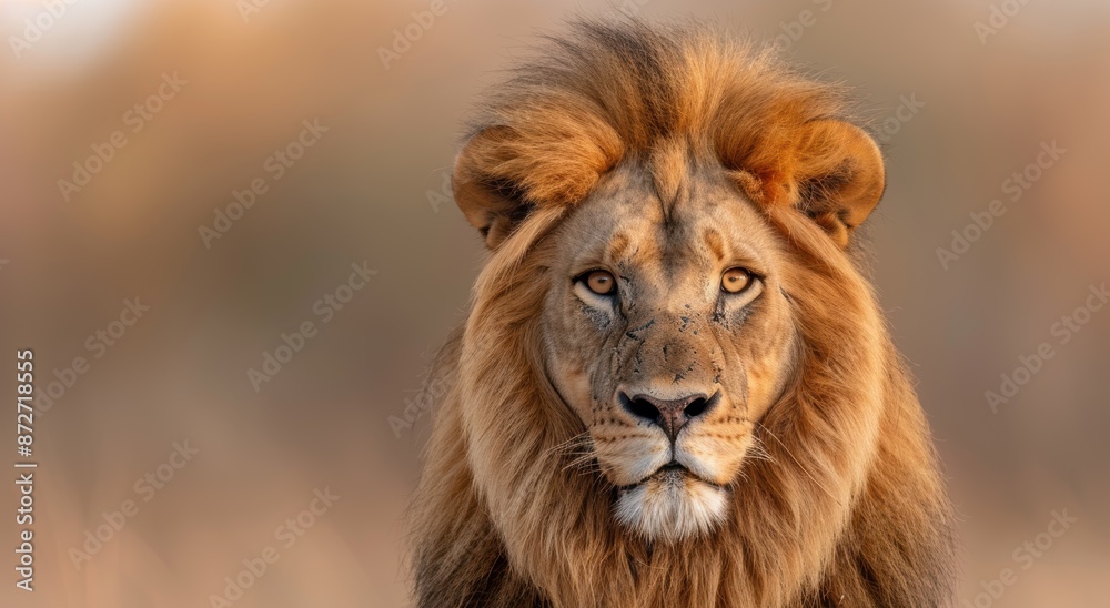 Majestic lion with piercing gaze Majestic lion with piercing gaze
