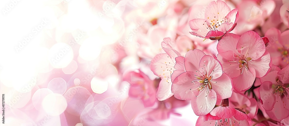 Isolated pink spring flowers with a beautiful surrounding copy space image.