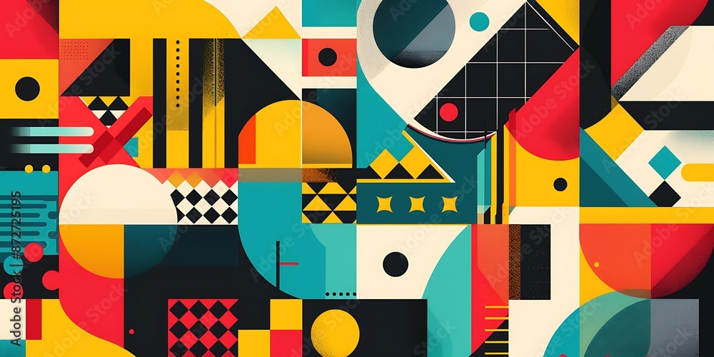 Abstract colorful geometric background with retro patterns and shapes, colorful background, vector illustration design, digital art, colorful, colorful geometric, colorful pattern, vibrant colors