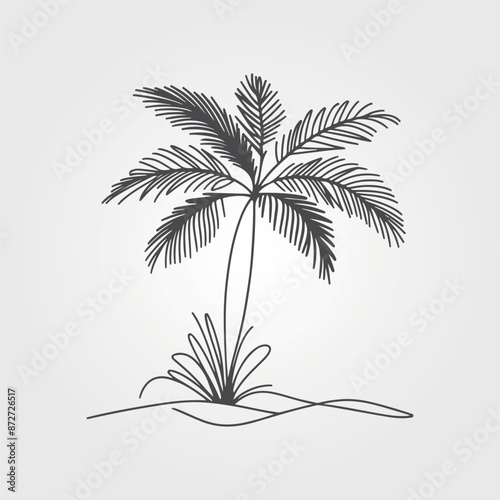 Black palm tree,  isolated on white background. Palm silhouettes. Design of palm trees for posters, banners and promotional items. Vector illustration