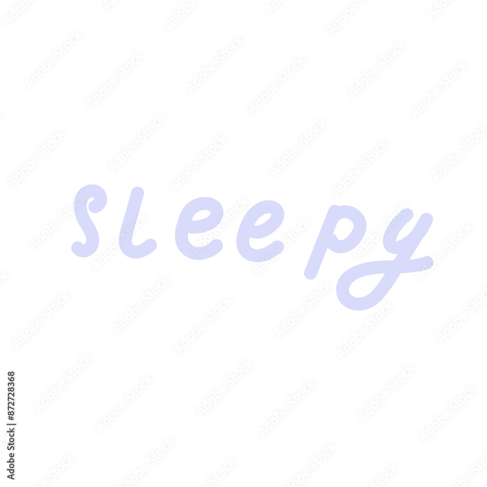 Sleepy word cute and simple lettering. Blue letters on a white background. Hand drawn vector Sleepy word cute and simple lettering. Blue letters on a white background. Hand drawn vector