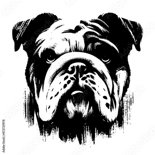 Bulldog  dog in illustration in brush stroke painting