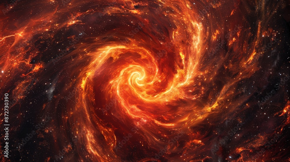 Fiery Cosmic Spiral in the Night Sky Fiery Cosmic Spiral in the Night Sky