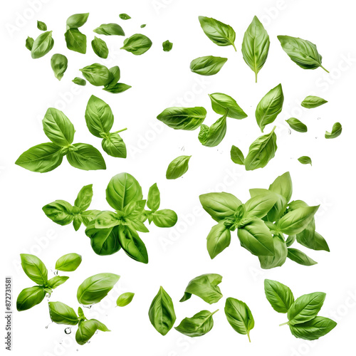 Basil leaf png food element set, transparent background