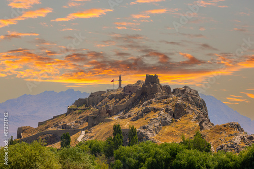 Van castle on a mountain, Turkey photo