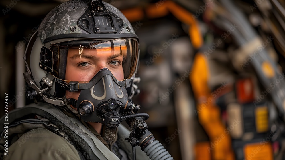 Advanced fighter pilot in high-tech cockpit Advanced fighter pilot in high-tech cockpit