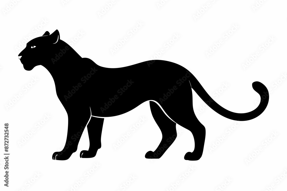Fototapeta premium silhouette of a lion , cheetah vector illustration, cheetah silhouette, animal silhouette isolated vector Illustration, png, Funny cute cheetah, Jumping cartoon Pats