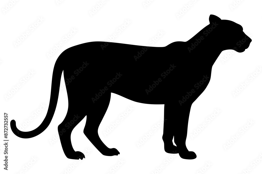 Obraz premium silhouette of a lion , cheetah vector illustration, cheetah silhouette, animal silhouette isolated vector Illustration, png, Funny cute cheetah, Jumping cartoon Pats