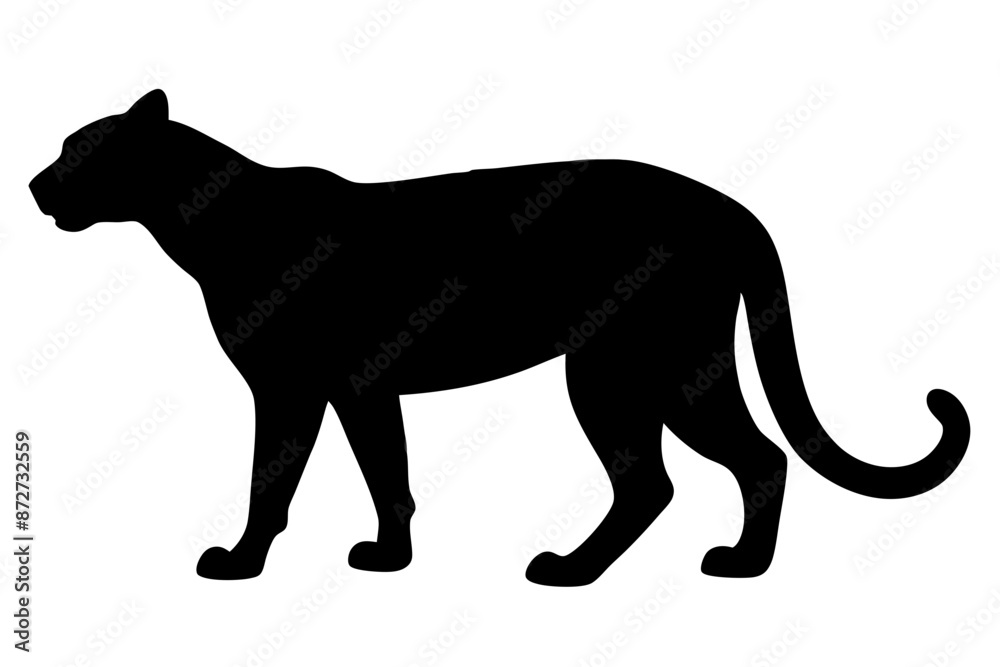 Obraz premium silhouette of a lion , cheetah vector illustration, cheetah silhouette, animal silhouette isolated vector Illustration, png, Funny cute cheetah, Jumping cartoon Pats
