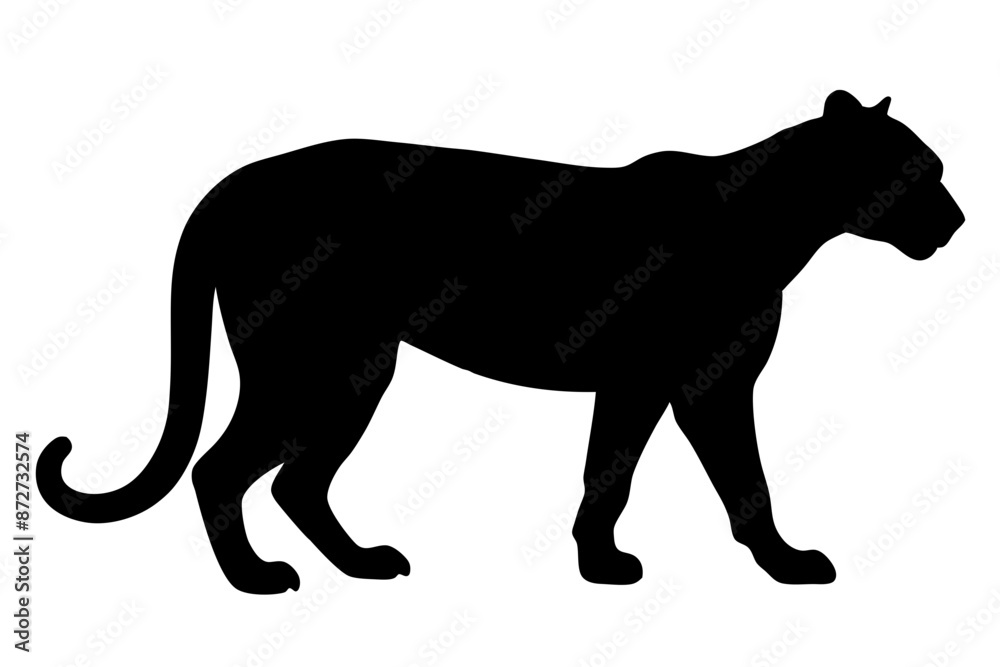 Obraz premium silhouette of a lion , cheetah vector illustration, cheetah silhouette, animal silhouette isolated vector Illustration, png, Funny cute cheetah, Jumping cartoon Pats