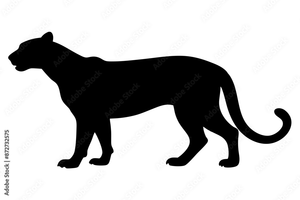 Obraz premium silhouette of a lion , cheetah vector illustration, cheetah silhouette, animal silhouette isolated vector Illustration, png, Funny cute cheetah, Jumping cartoon Pats