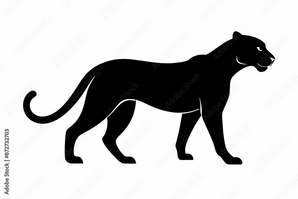 Obraz premium silhouette of a lion , cheetah vector illustration, cheetah silhouette, animal silhouette isolated vector Illustration, png, Funny cute cheetah, Jumping cartoon Pats