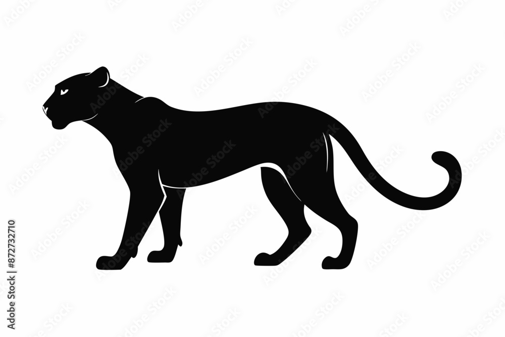 Fototapeta premium silhouette of a lion , cheetah vector illustration, cheetah silhouette, animal silhouette isolated vector Illustration, png, Funny cute cheetah, Jumping cartoon Pats