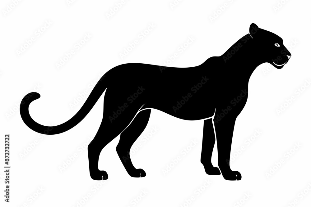 Fototapeta premium silhouette of a lion , cheetah vector illustration, cheetah silhouette, animal silhouette isolated vector Illustration, png, Funny cute cheetah, Jumping cartoon Pats