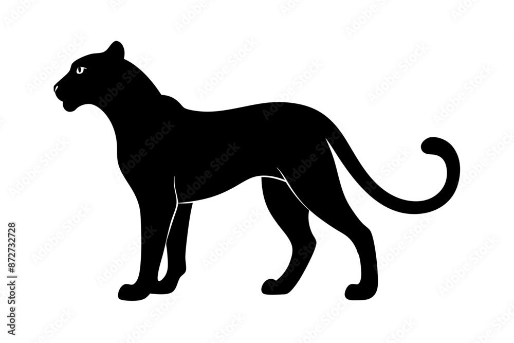 Fototapeta premium silhouette of a lion , cheetah vector illustration, cheetah silhouette, animal silhouette isolated vector Illustration, png, Funny cute cheetah, Jumping cartoon Pats