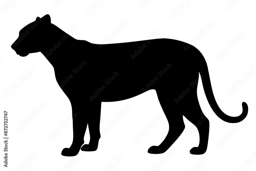 Obraz premium silhouette of a lion , cheetah vector illustration, cheetah silhouette, animal silhouette isolated vector Illustration, png, Funny cute cheetah, Jumping cartoon Pats