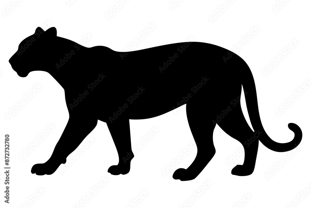 Obraz premium silhouette of a lion , cheetah vector illustration, cheetah silhouette, animal silhouette isolated vector Illustration, png, Funny cute cheetah, Jumping cartoon Pats