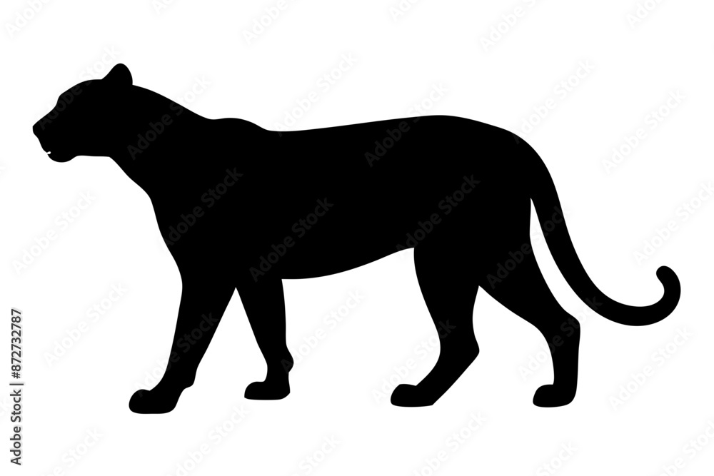 Obraz premium silhouette of a lion , cheetah vector illustration, cheetah silhouette, animal silhouette isolated vector Illustration, png, Funny cute cheetah, Jumping cartoon Pats