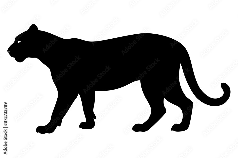 Obraz premium silhouette of a lion , cheetah vector illustration, cheetah silhouette, animal silhouette isolated vector Illustration, png, Funny cute cheetah, Jumping cartoon Pats