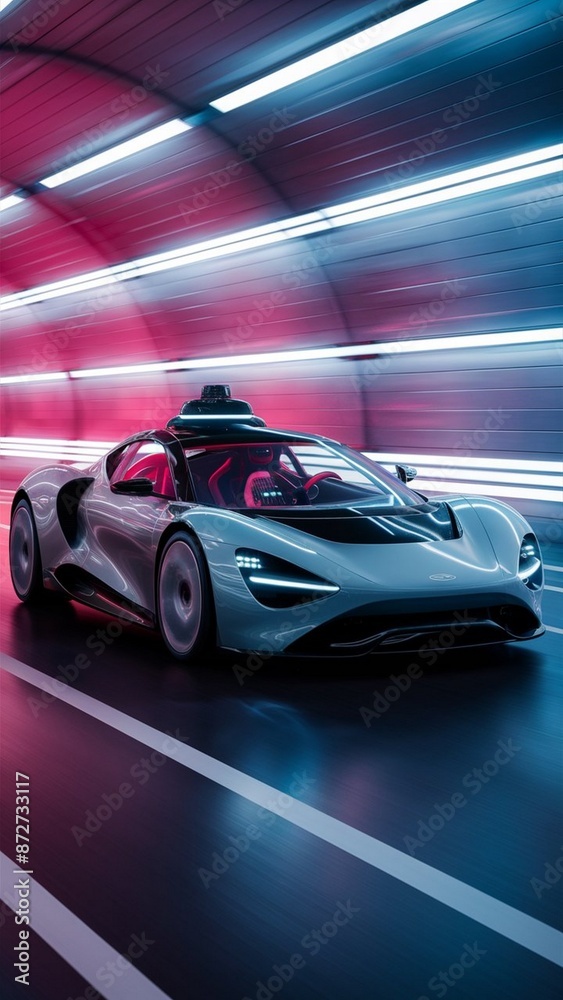Obraz premium Futuristic sports car wireframe intersection with custom LED lights (3D Illustration) sheen of a luxurious, polished sports car. wallpaper sports car wallpaper illustration images ai generative 