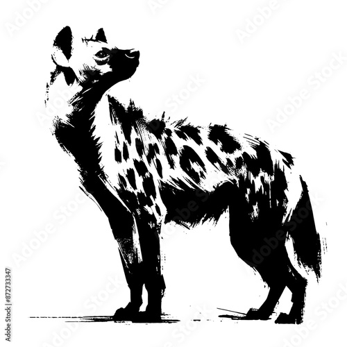 hyena  dog in illustration in brush stroke painting