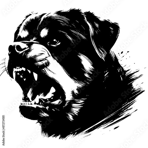 Rottweiler  dog in illustration in brush stroke painting