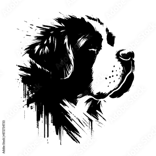 bernard  dog in illustration in brush stroke painting