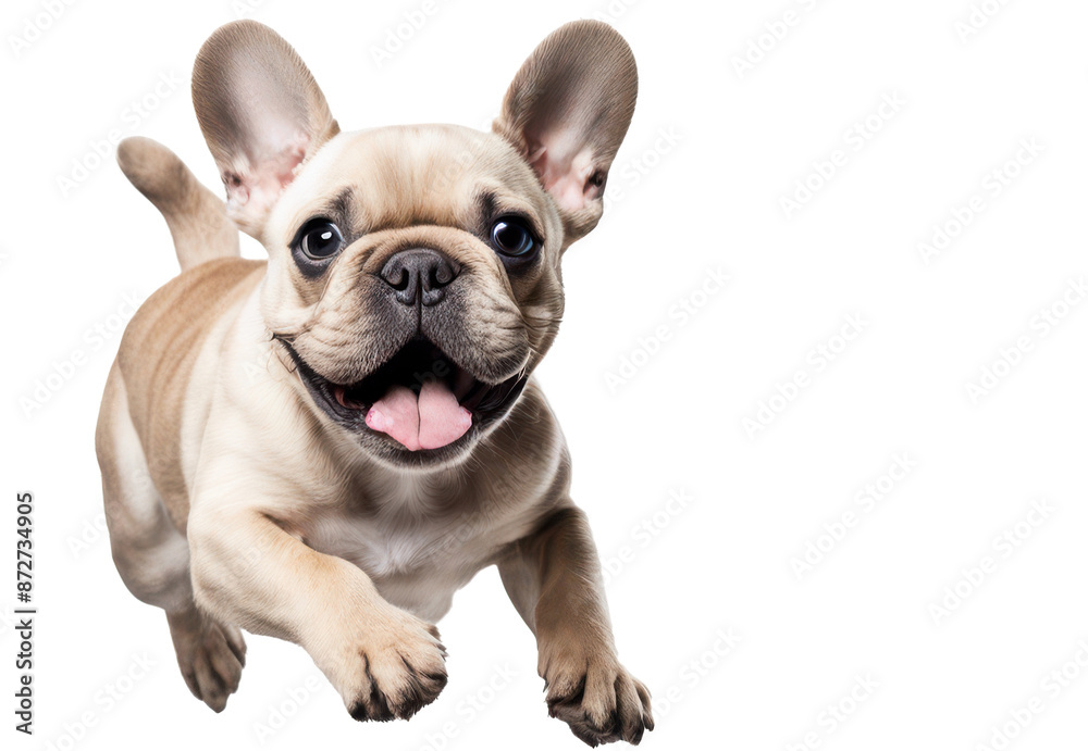 Adorable small French Bulldog puppy running with excitement isolate on transparent background, cutout, png Adorable small French Bulldog puppy running with excitement isolate on transparent background, cutout, png