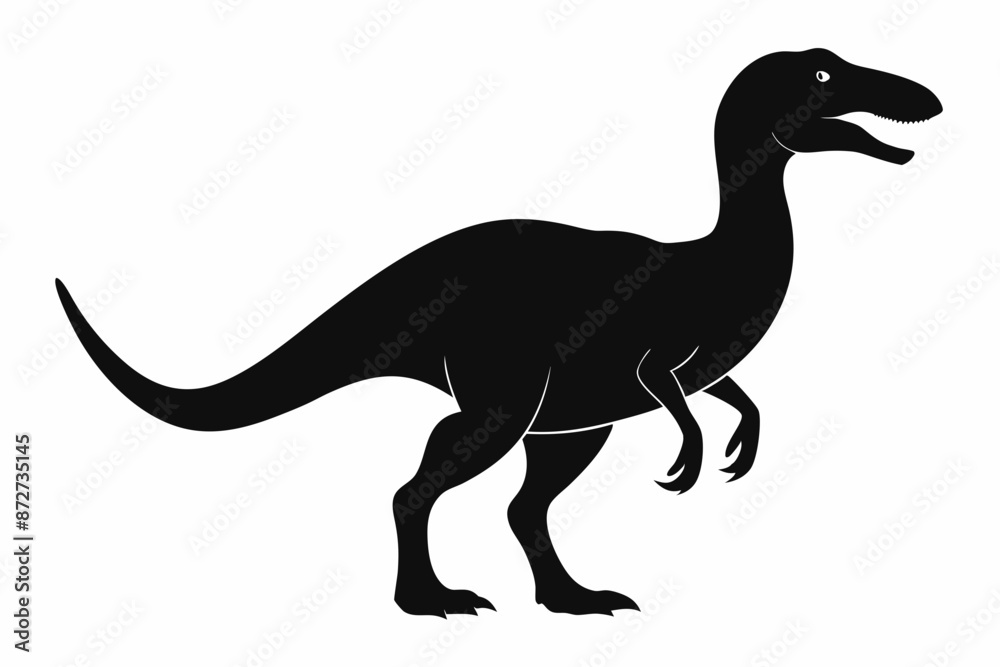 Fototapeta premium dinosaur illustration , dinosaur vector illustration, dinosaur silhouette, animal silhouette isolated vector Illustration, png, Funny cute dinosaur, Jumping cartoon Pats